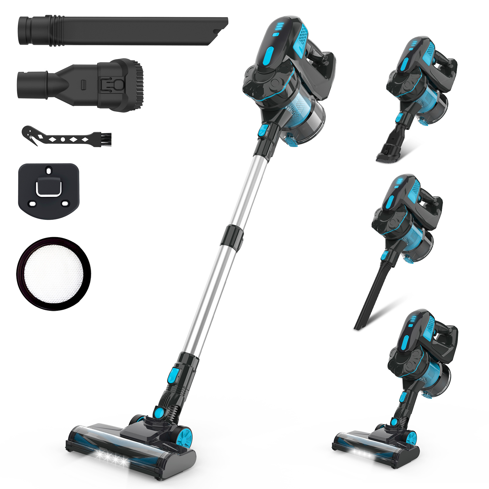 Inse Blau V770 Kabelloser Stielstaubsauger – 20 Kpa Saugkraft, 45 Min. Laufzeit, 6-In-1-Design Für Die Hausreinigung