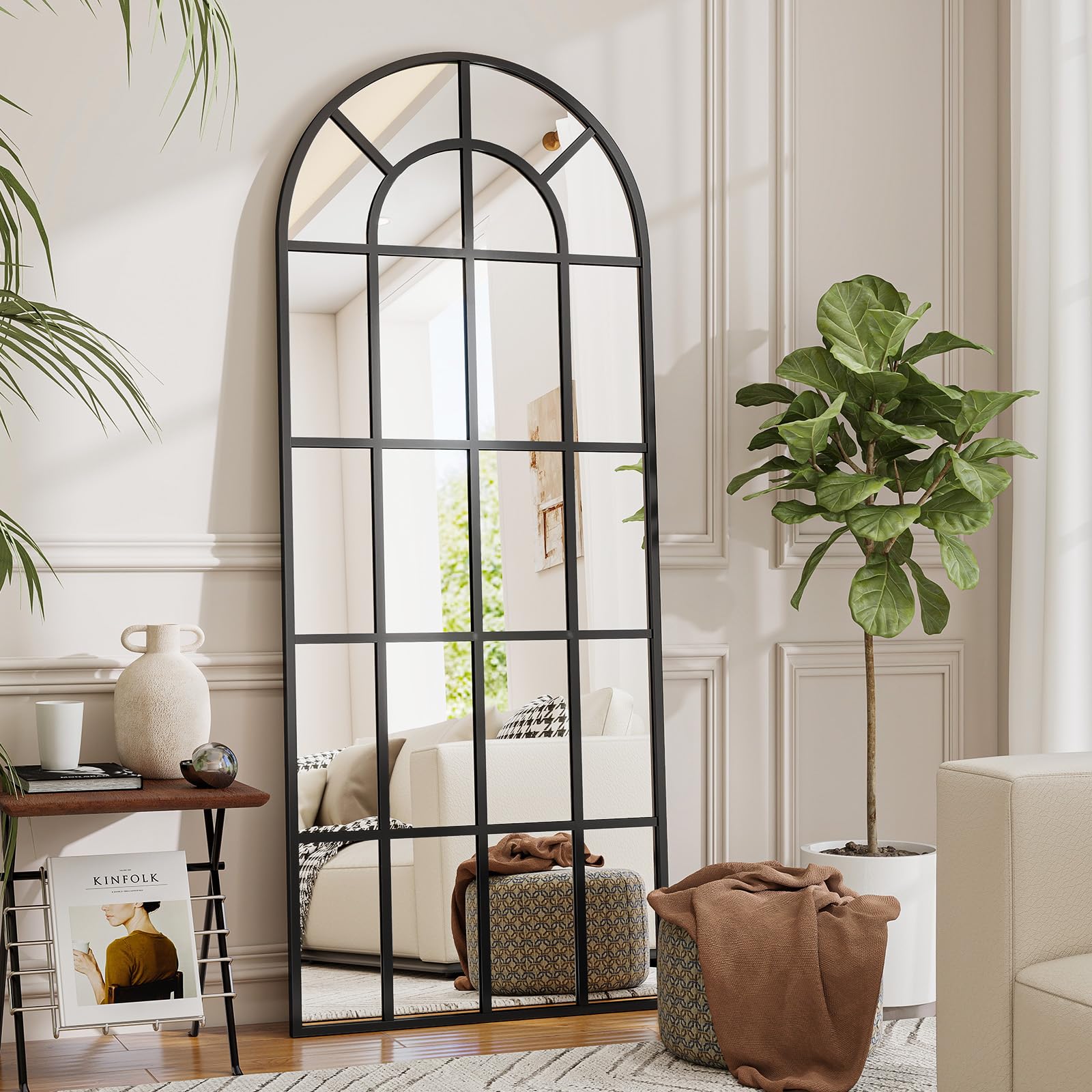 Koonmi Miroir Sur Pied Arqué En Maille - 76 X 180 Cm - Noir