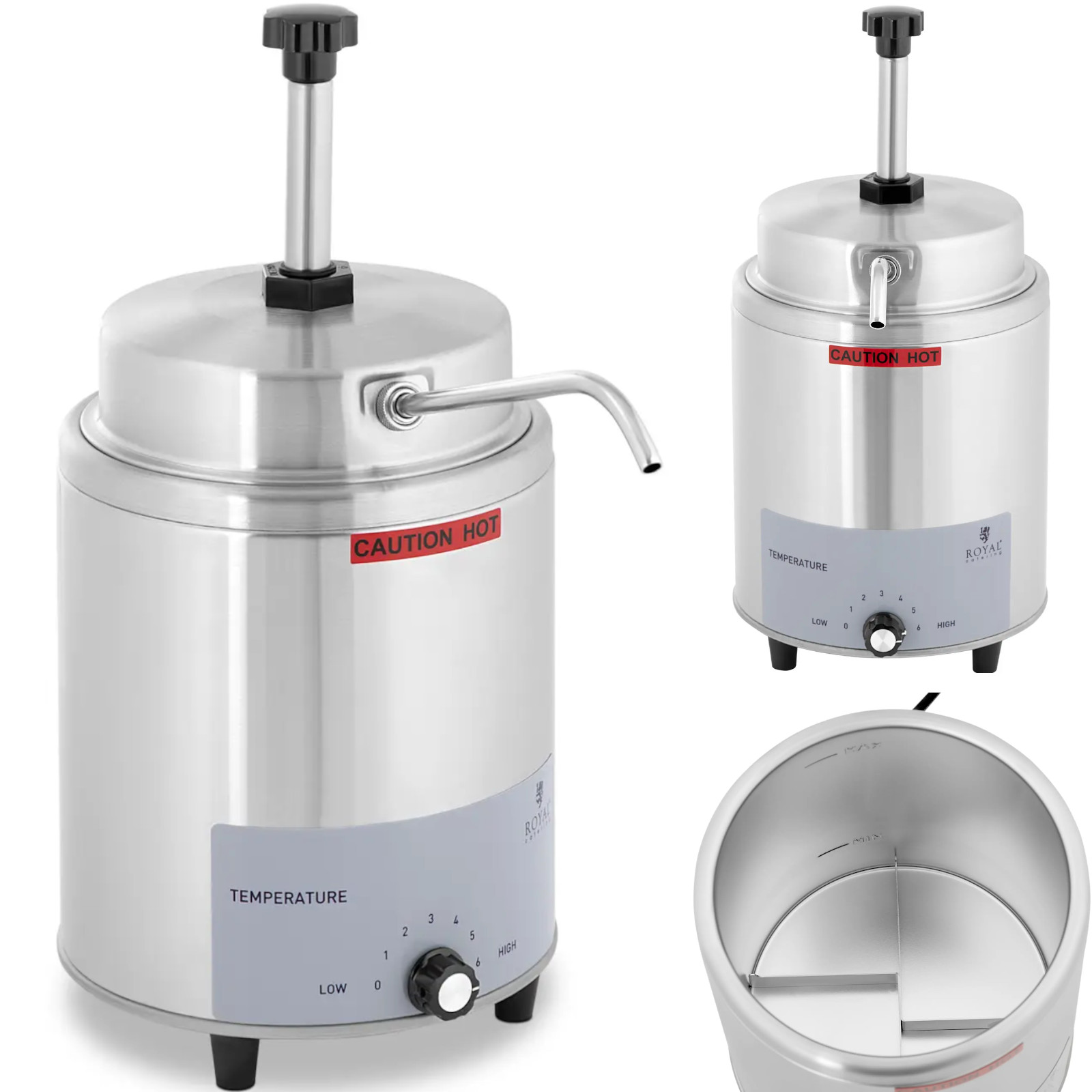 Royal Catering Silber Saucenspender Mit Warmhaltefunktion Pumpspender Dosierspender 4,5 L 550 W, Speisewärmer, - Image 3