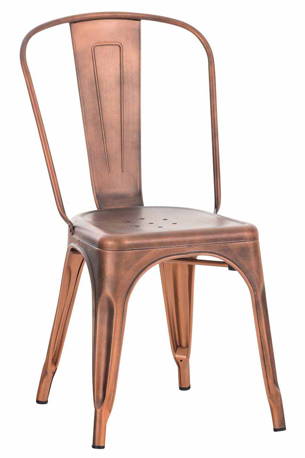 Décoshop26 - Chaise Empilable Style Industriel Factory Métal Cuivré