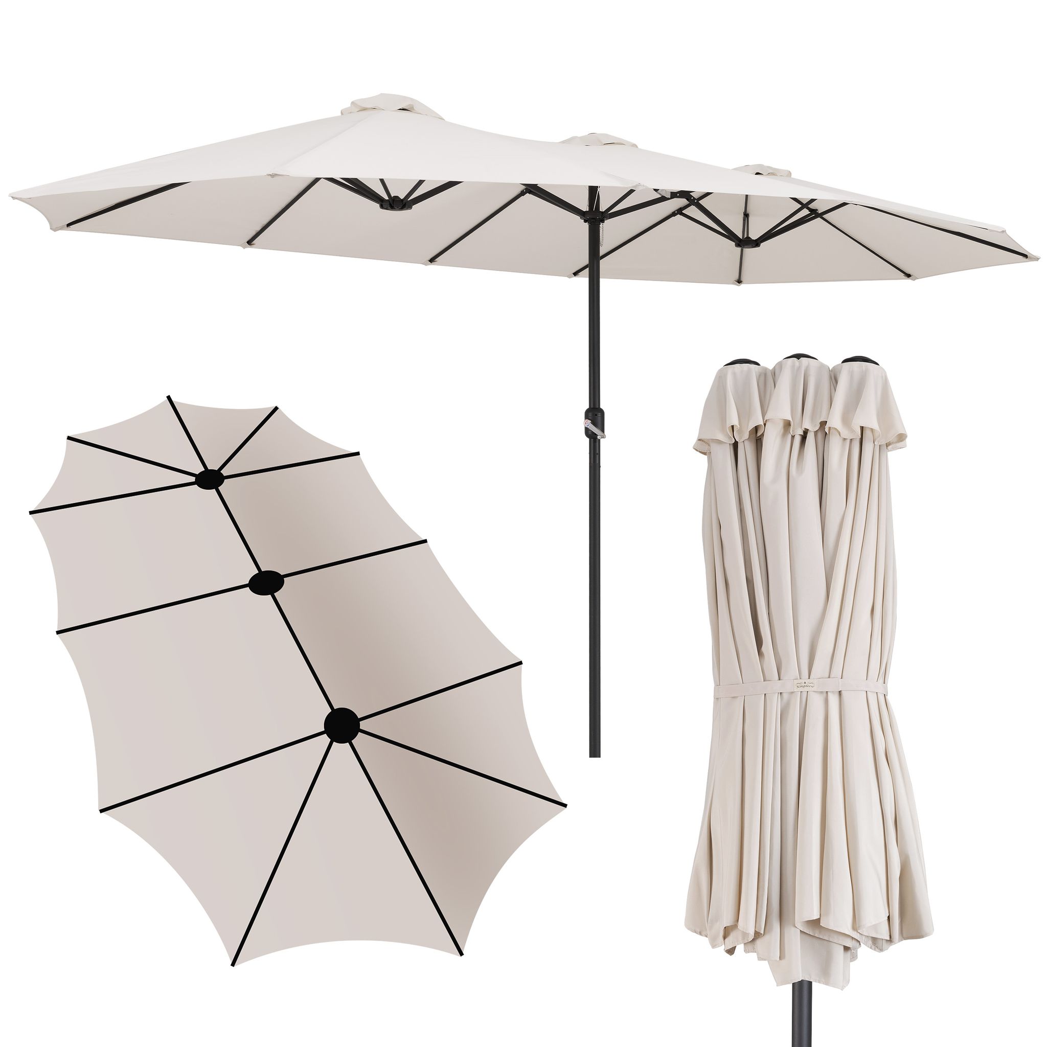Parasol Droit Xxl 460x270cm – Protection Uv 40+ – Mât En Acier
