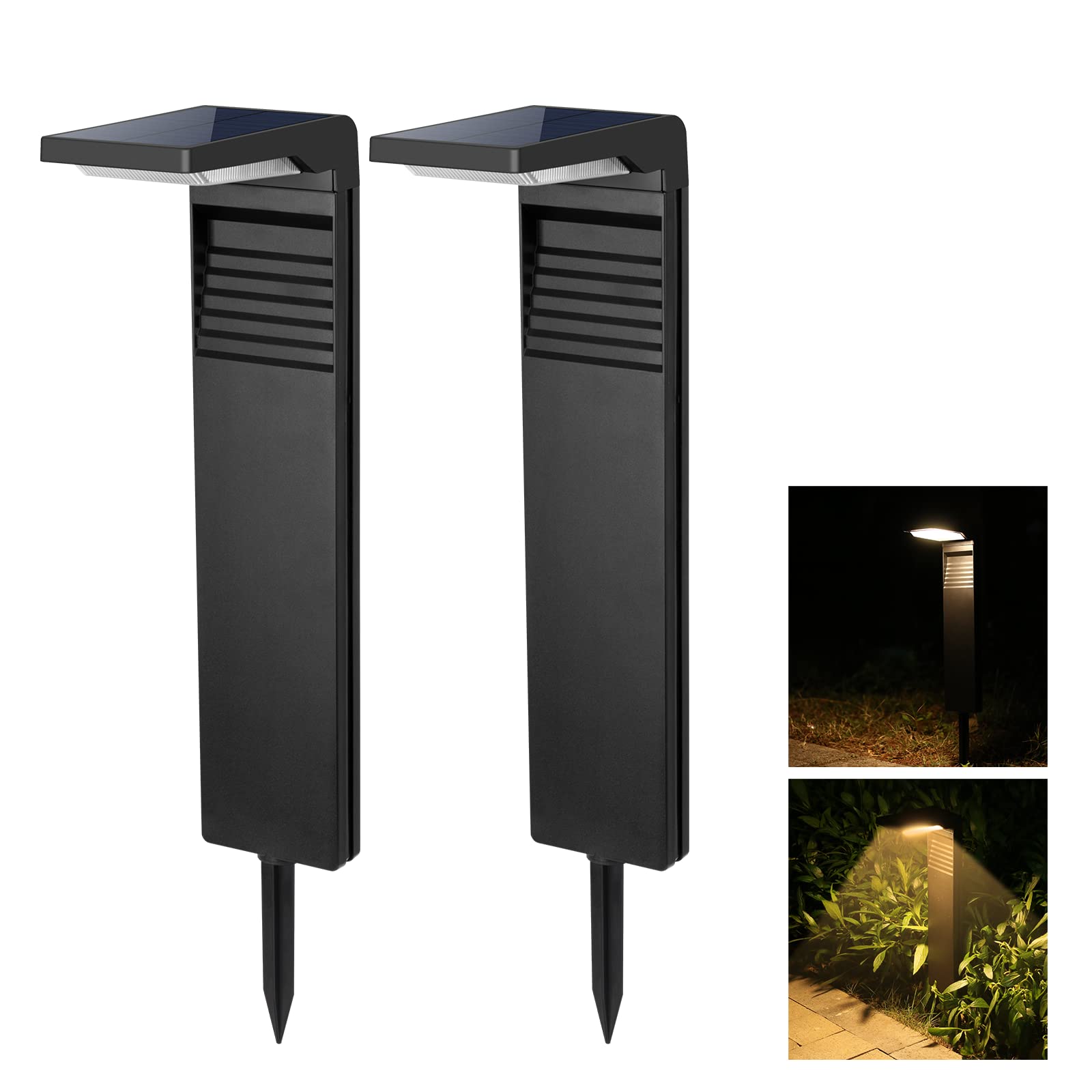 Luci Solari Per Esterni [2 Pezzi] Faretto Solare A 30 Led Per Esterni Impermeabile Ip64, Proiettore Solare Con 2 Modalità Di Illuminazione A Terra Per Giardino, Cortile, Vialetto, Percorso