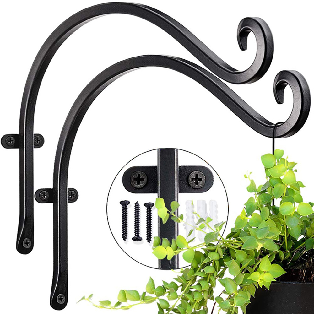 Crochet de suspension métal gris pour plantes, mangeoires et lanternes, charge lourde