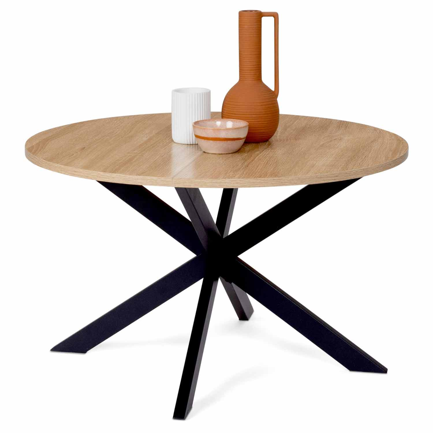 Idmarket - Table Basse Ronde Alix Pied Araignée 70 Cm Bois Et Noir