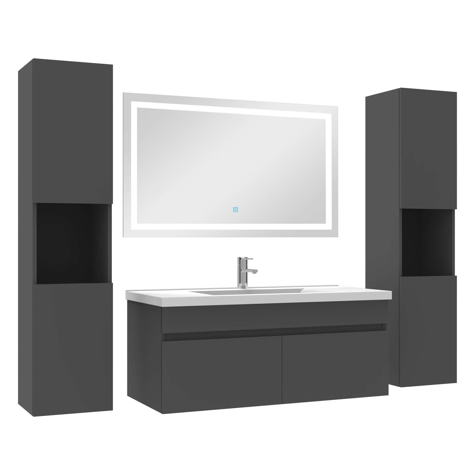 Ensemble Meubles Salle De Bain 100cm Vasque + Colonnex2 + Miroir