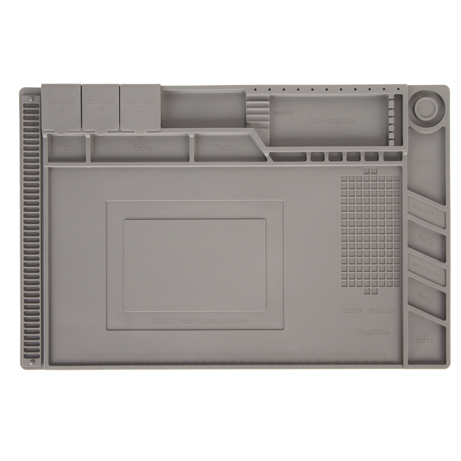 Tapis de soudure en silicone 45x30 cm, résistant à 500 °C, magnétique, antidérapant, multicolore