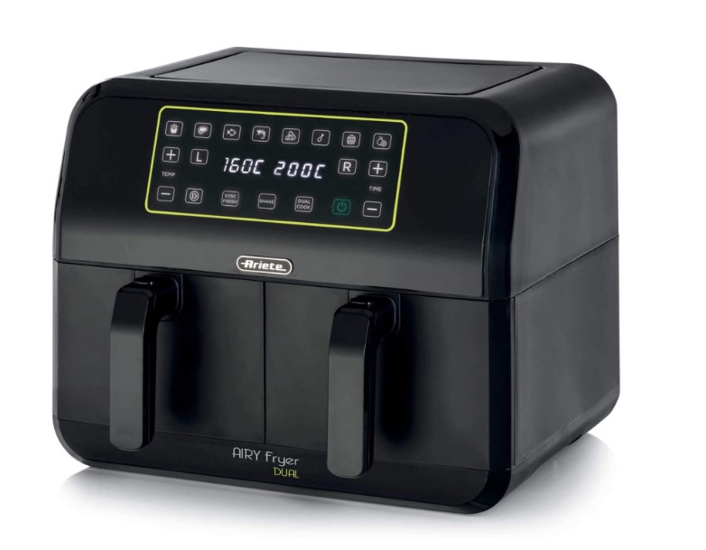Ariete Heißluftfritteuse Airy Fryer Dual 4623, 1700 W, 8 L, Doppelkorb, Led-Touch-Panel, 8 Programme, Timer, Schwarz - Bild 5