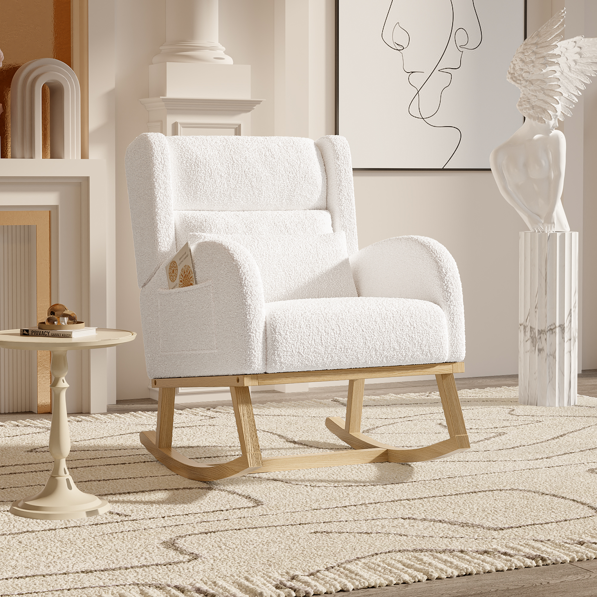 Fauteuil À Bascule,rocking Chair,chaise À Bascule Avec Polaire