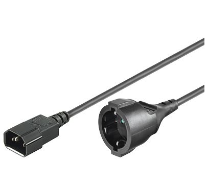 Microconnect Schwarz - 2M C14 -Schuko 2M C14 Kupplung - Kabel (Stecker/Buchse, C14 Kupplung, Rechts, Rechts, )