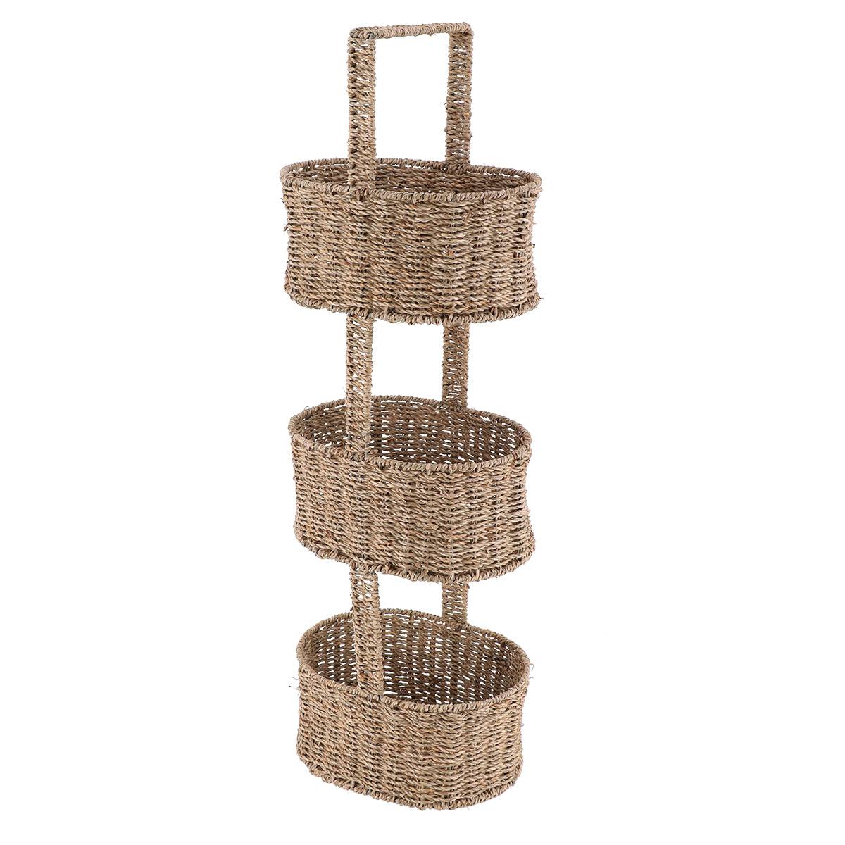 Regal Mit 3 Körben Aus Pflanzlichem Material - Naturfarben - Tendance
