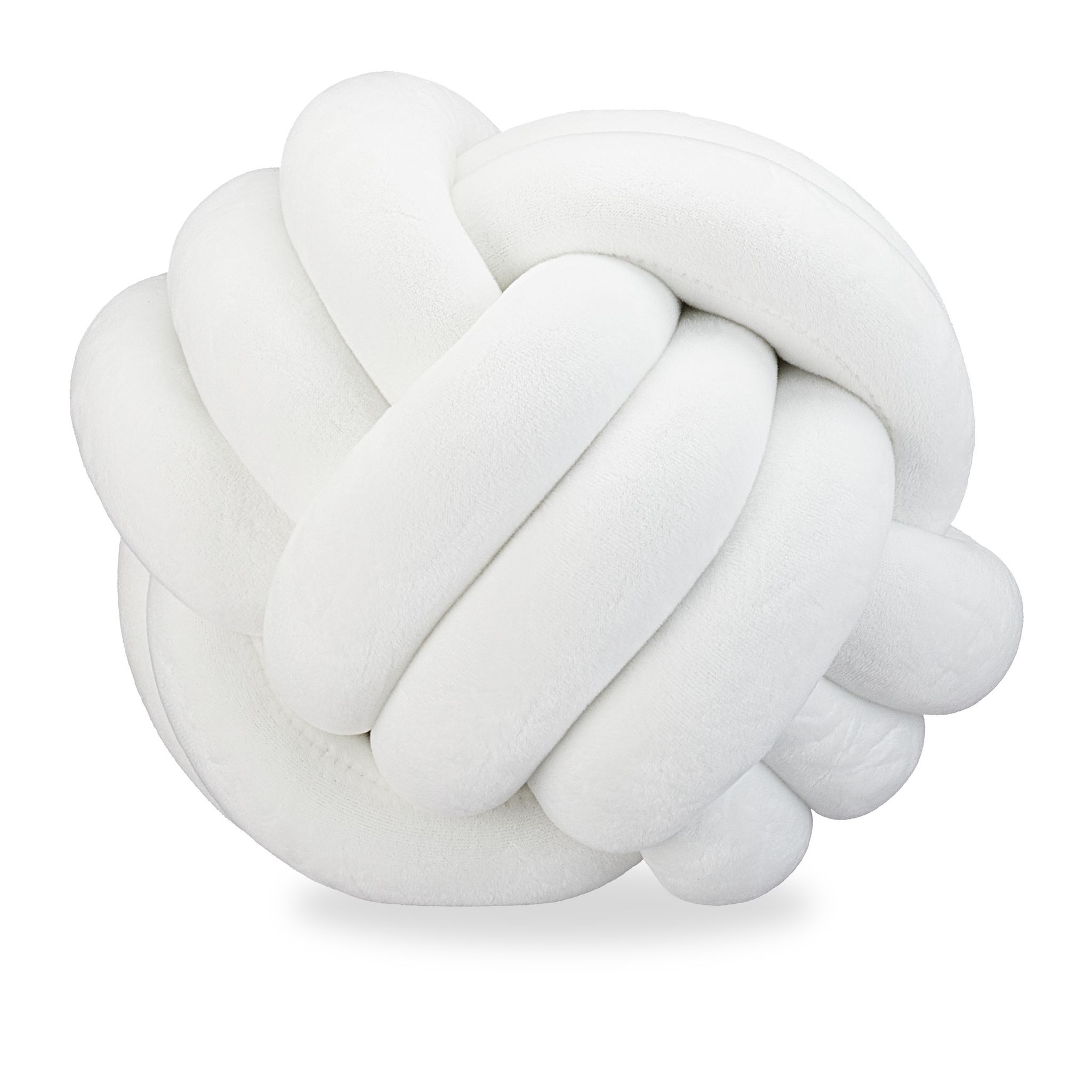 Relaxdays Knot Pillow, Knotted Tie Cushion For Sofa, Decorative, Nordic/celtic, Braid Knot Pillow, Ø 25 Cm, White