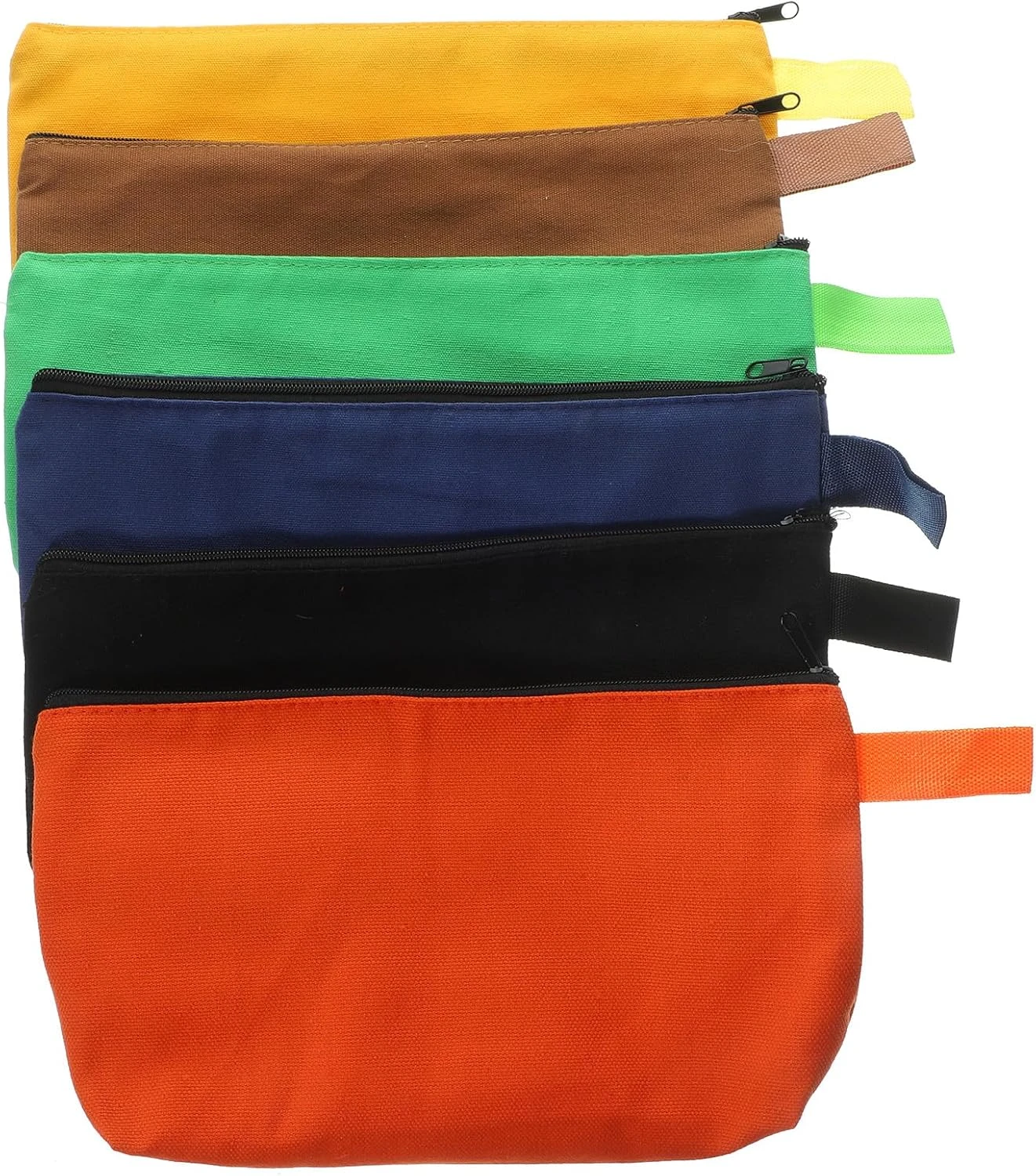 Sac à outils en toile avec fermeture éclair, 24,5 x 12,5 cm, lot de 6