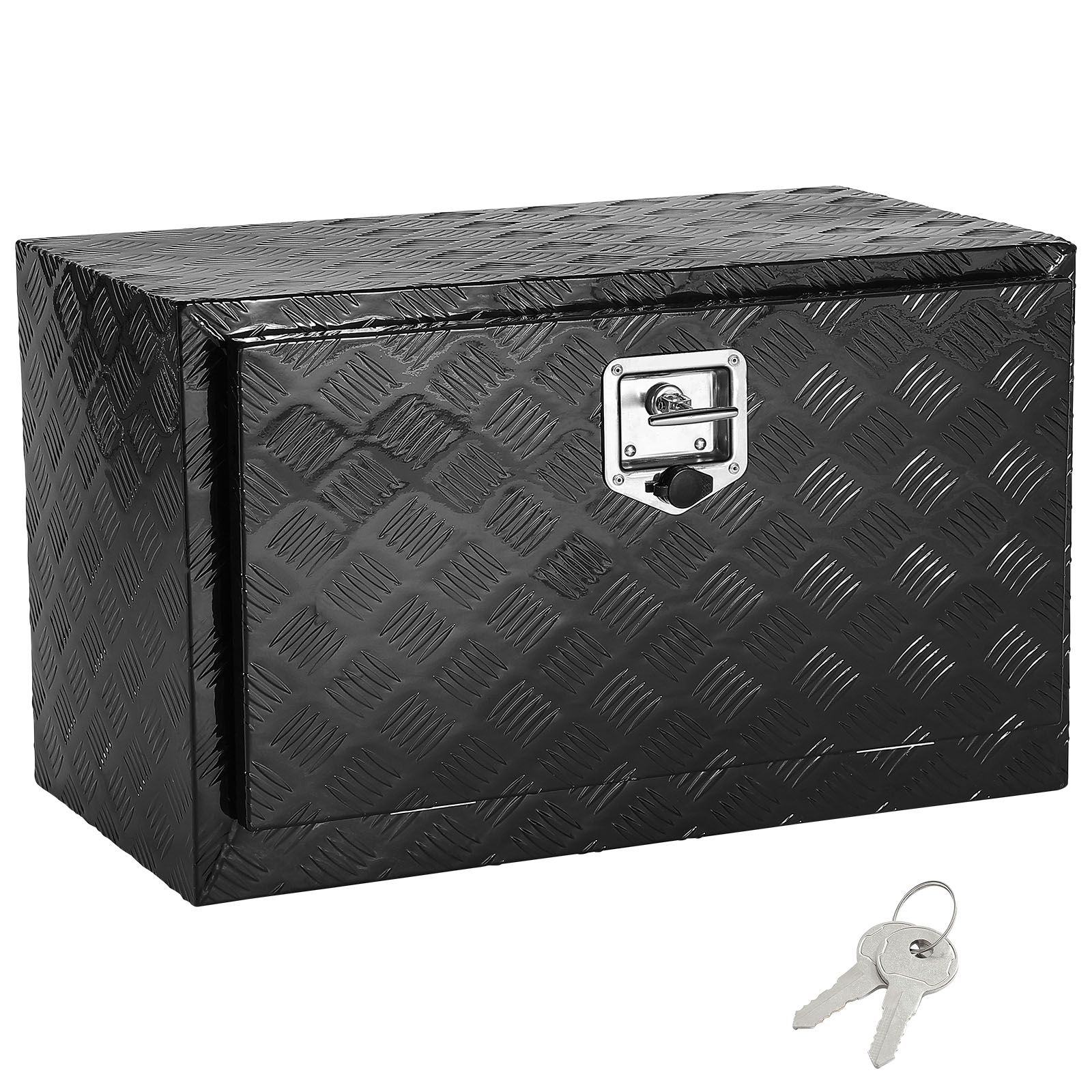 Coffre de rangement sous caisse aluminium étanche avec serrure et clés, 30" x 17" x 18", poignée en T