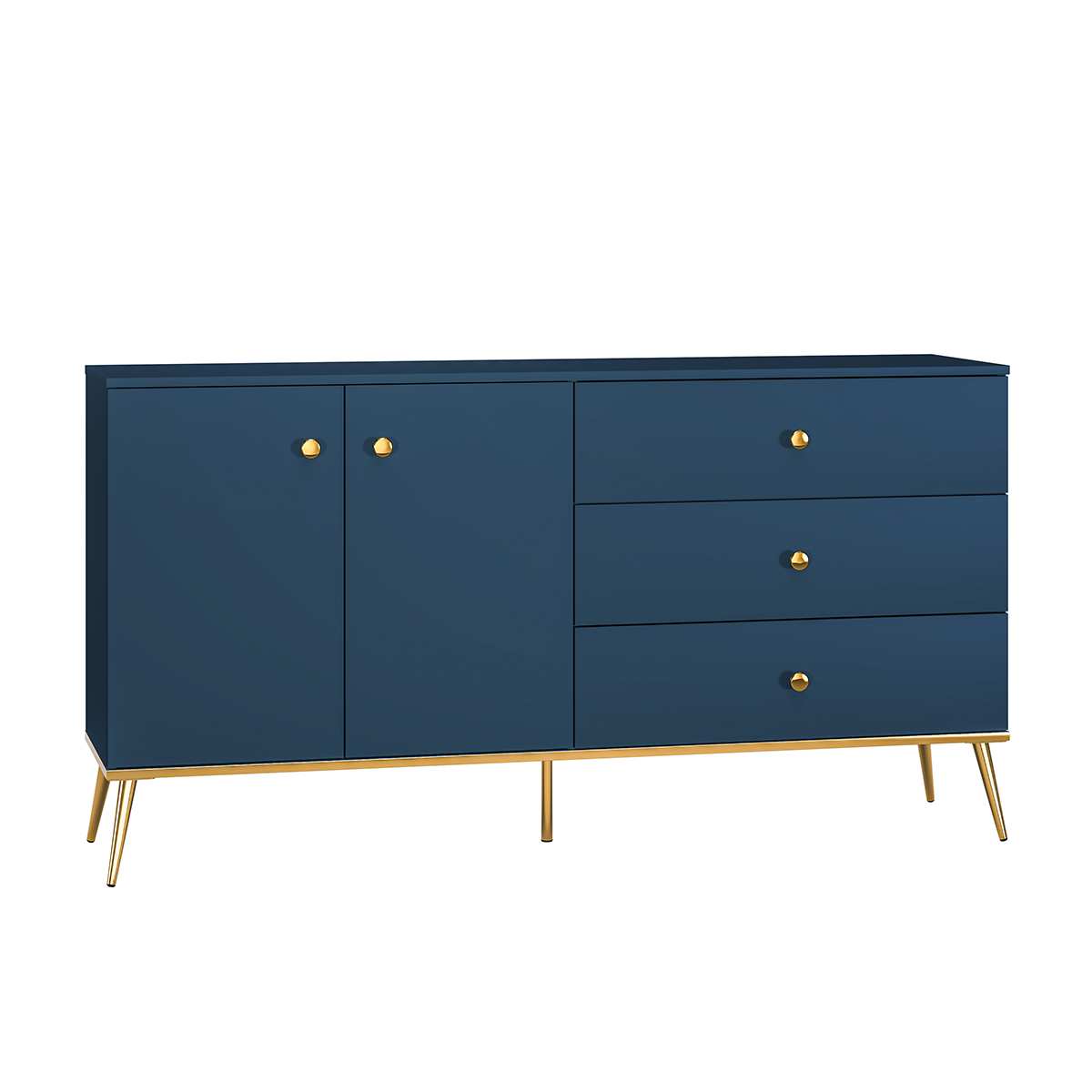 Petits-meubles - Buffet 2 Portes 3 Tiroirs Thalia Bleu