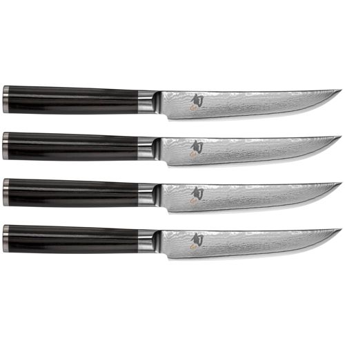 KAI Shun Classic japanisches Steakmesser 4er Set 12 cm Klingenlänge - Damastmesser 32 Lagen VG MAX Kern - 61 (±1) HRC - Pakkaholzgriff - Made in Japan - Grillmesser Tafelmesser geschmiedet - Bild 5