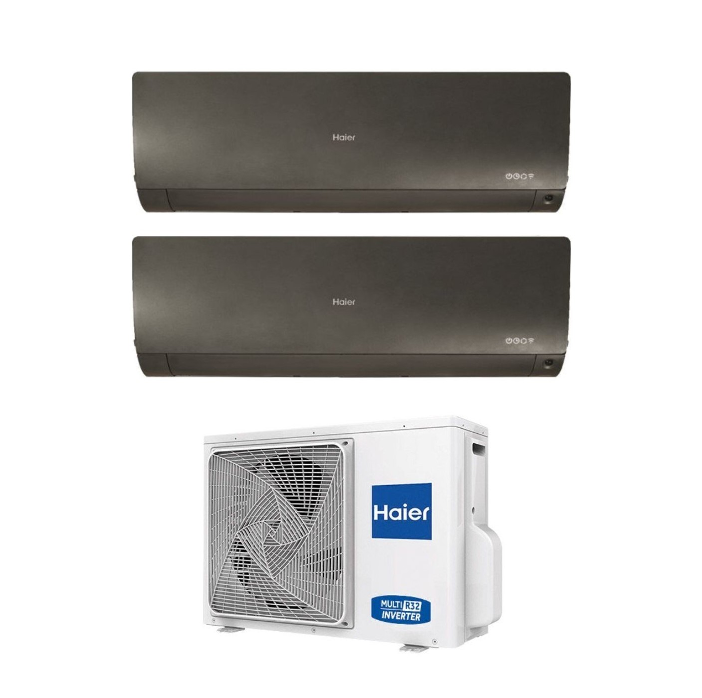 Climatizzatore Condizionatore Haier Dual Split Inverter Serie Flexis Plus Black 7+9 Con 2u40s2sm1fa R-32 Wi-fi Integrato Colore Nero 7000+9000