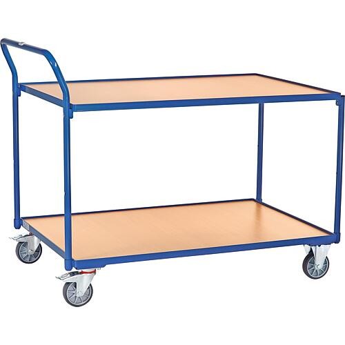 Chariot de manutention à 2 étages, plateau 1200 x 800 mm, charge 300 kg, acier et bois hêtre