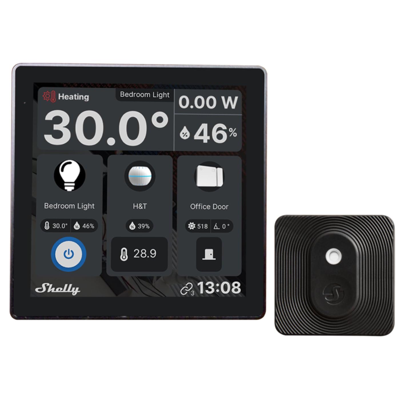 Shelly Wall Display Black + BLU H&T Black - WiFi touch screen