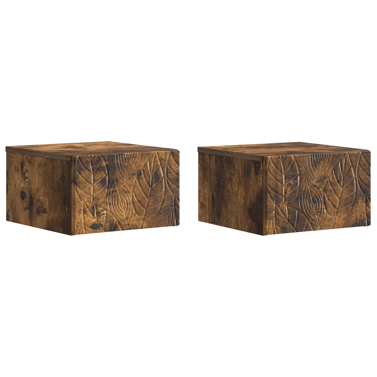 Vidaxl Wandmontierter Nachttisch 2 Stk. Räuchereiche 49 X 34,5 X 20 Cm 8721364437500