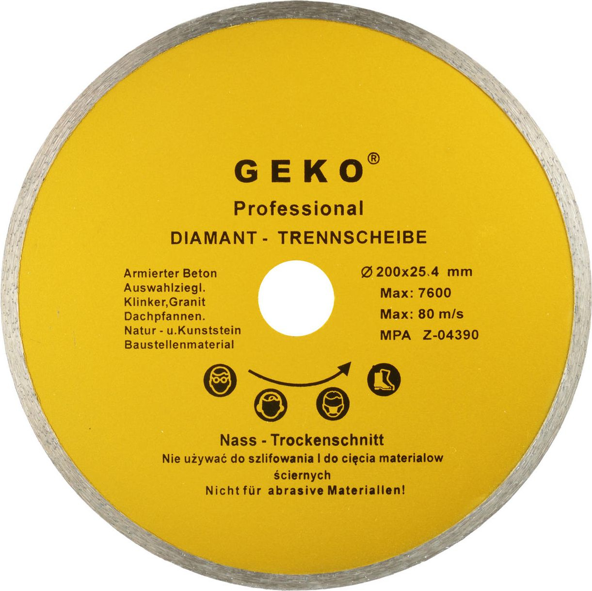 Import Diamantscheibe Geko G00249 200 Mm Durchgehend Rand