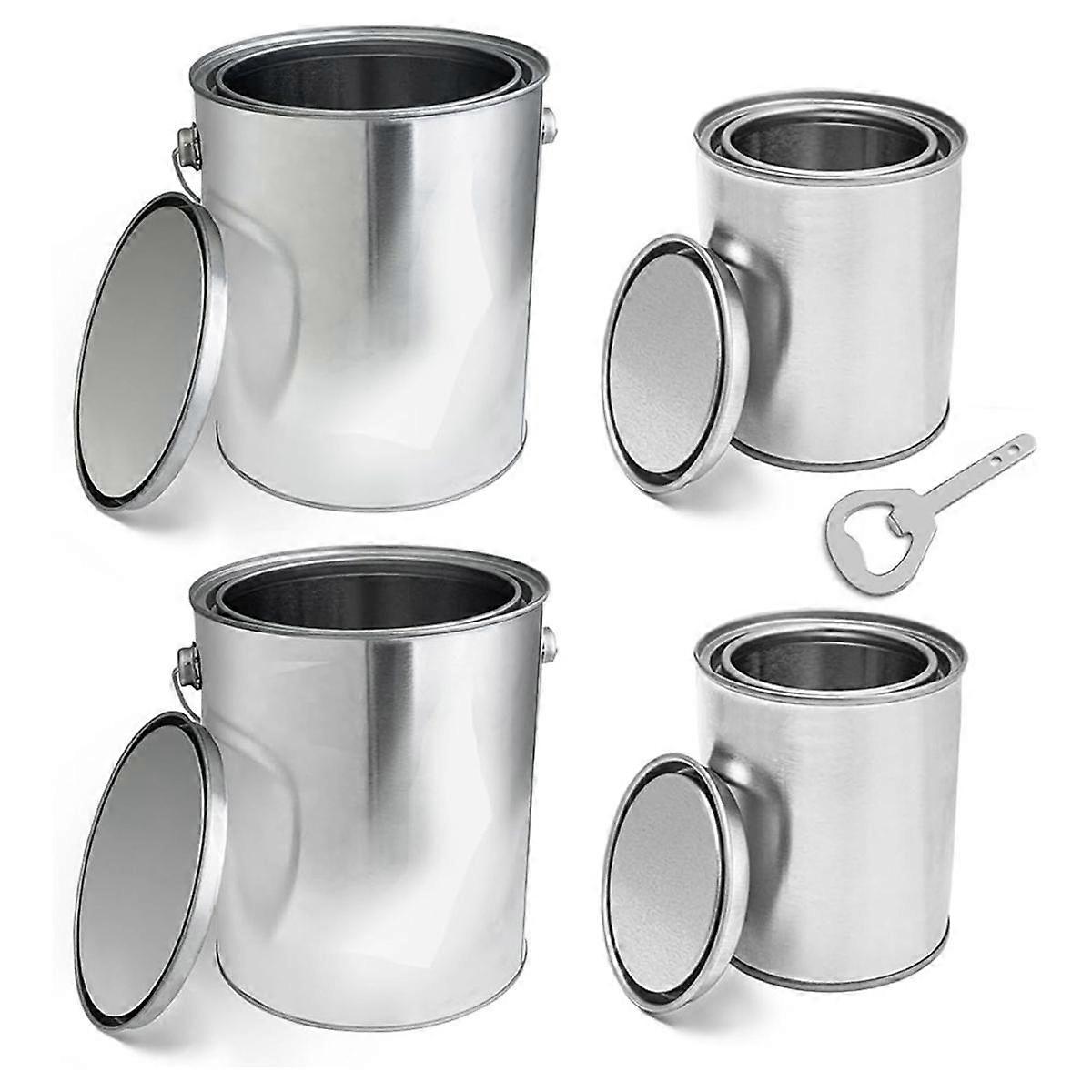 Seau de rangement pour peinture avec couvercle, métal, 4 litres, sans doublure