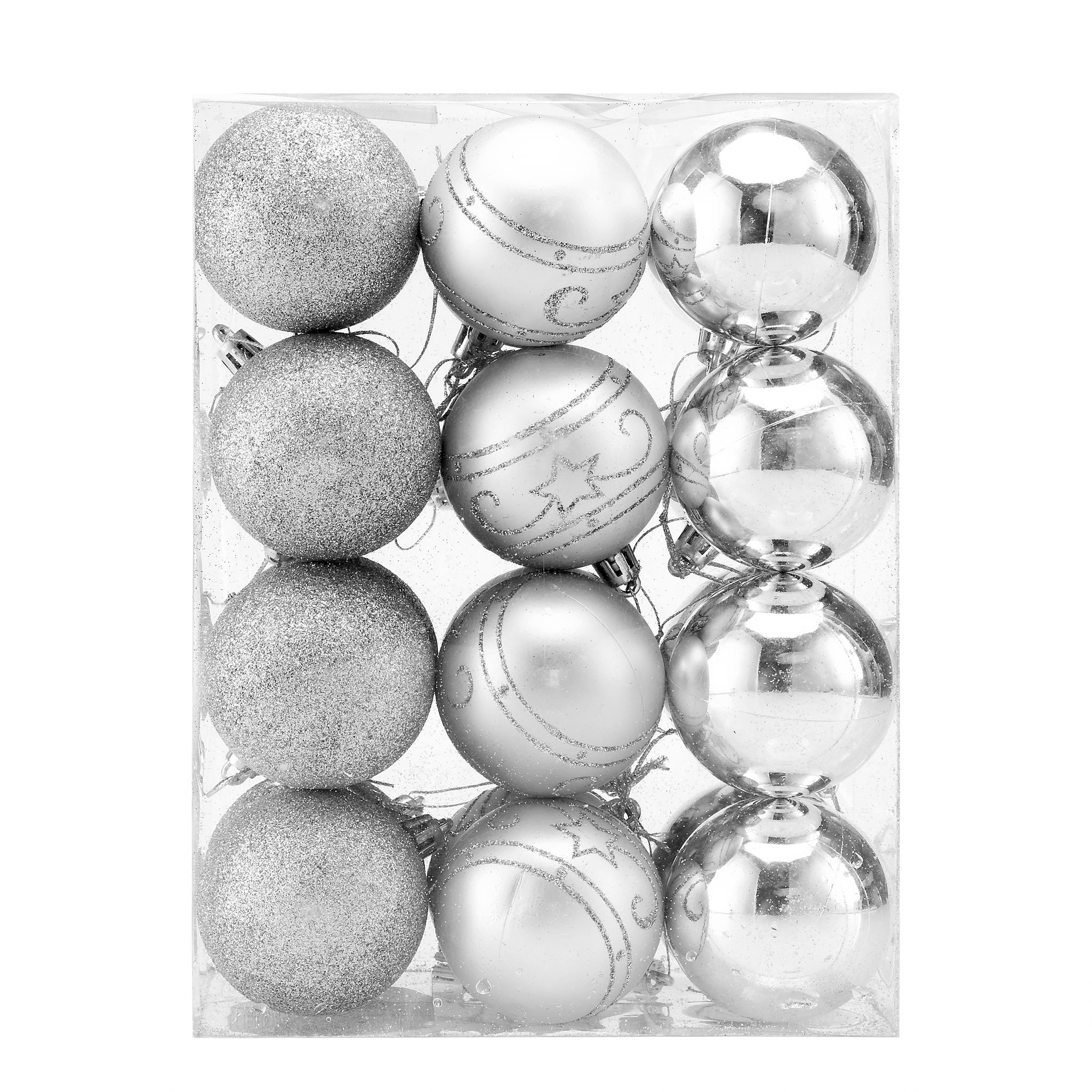 Christbaumkugeln Ø 6cm Kunststoff Matt Glänzend Christbaumschmuck Anhänger Weihnachtsbaumkugeln Weihnachtsdeko Weihnachtsbaum Silber 24er Set - Casaria