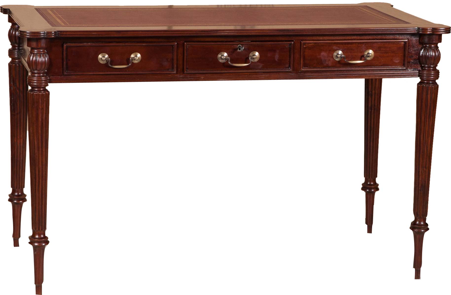 Biscottini - Bureau Vintage 126x75x65 Bureau En Bois Et Plateau En Cuir