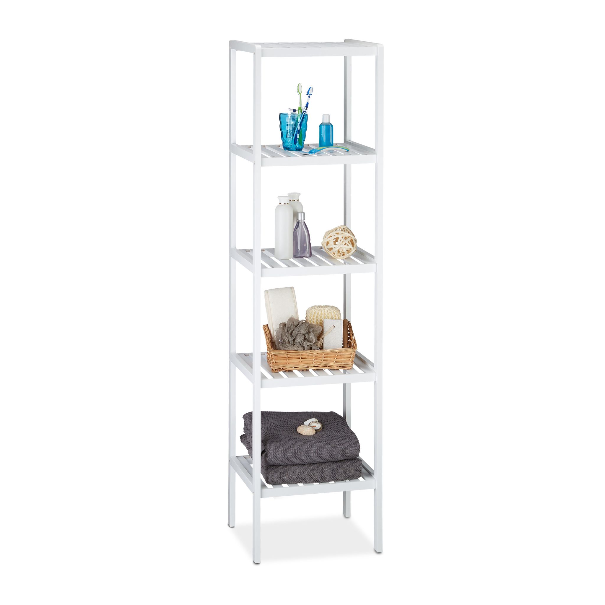 Relaxdays - Etagère De Salle De Bain En Bambou Meuble De Cuisine 5