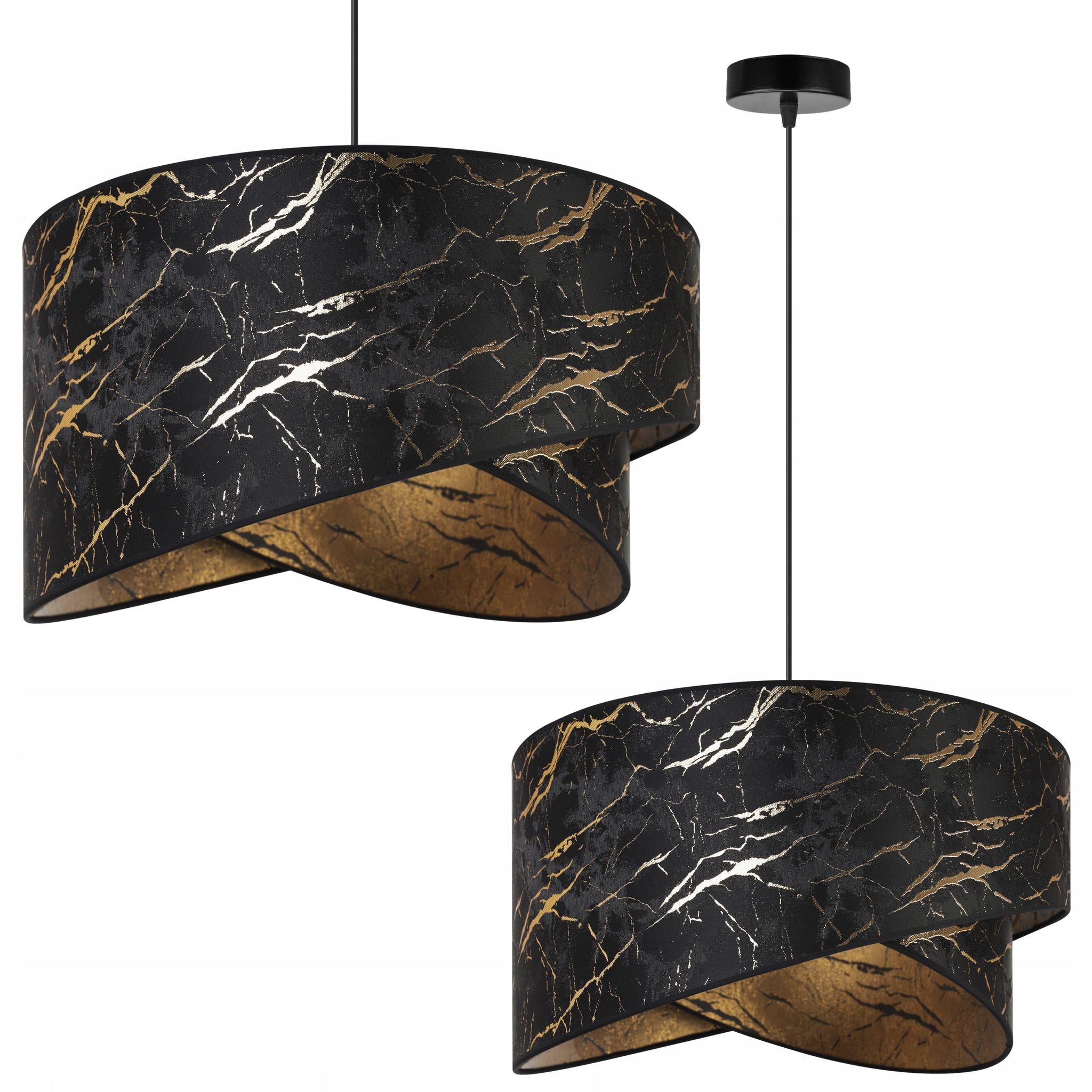 Lampe De Plafond Suspendu Abat-jour Marbre Doré
