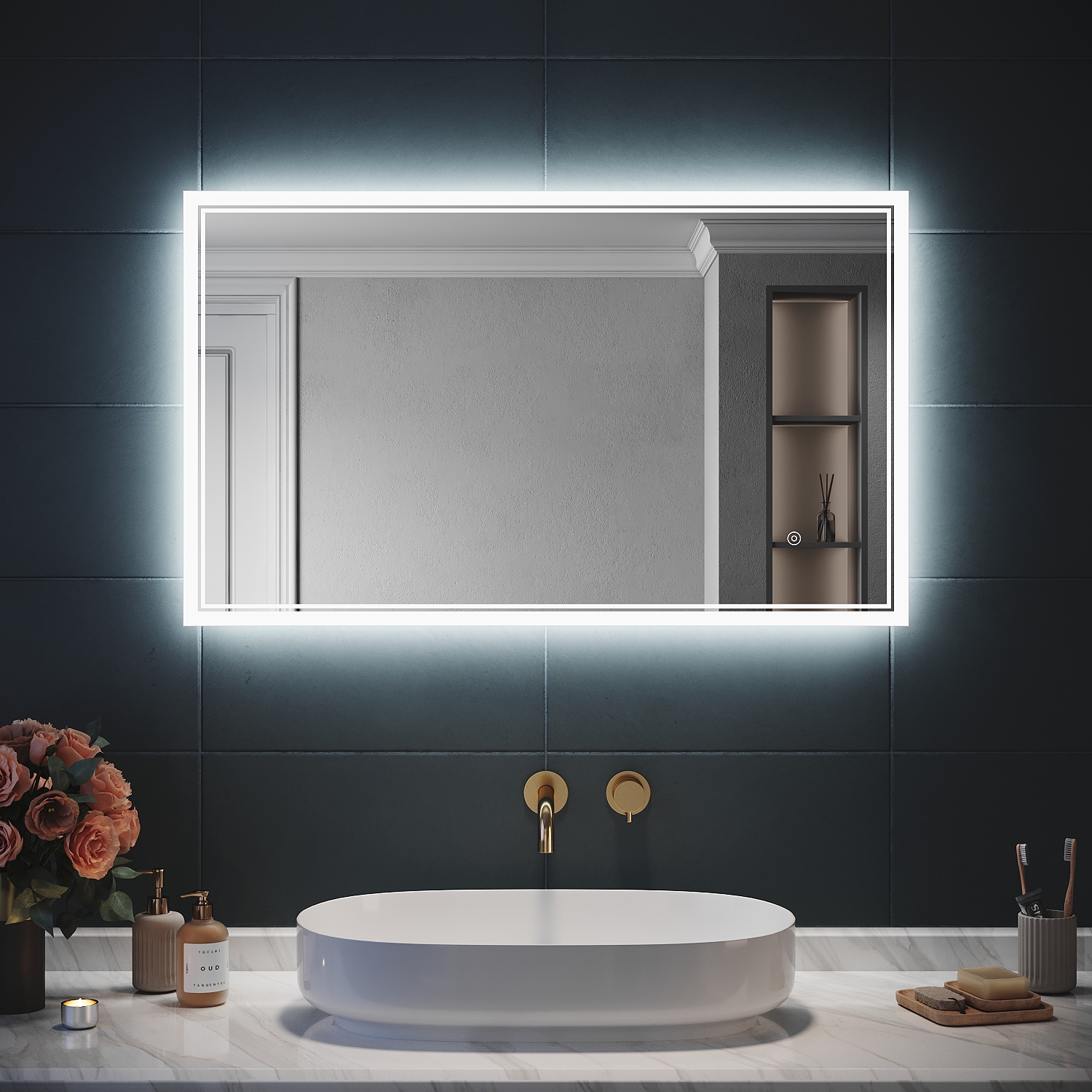 Sirhona - Miroir Lumineux De Salle De Bain Miroir De Salle De Bain À
