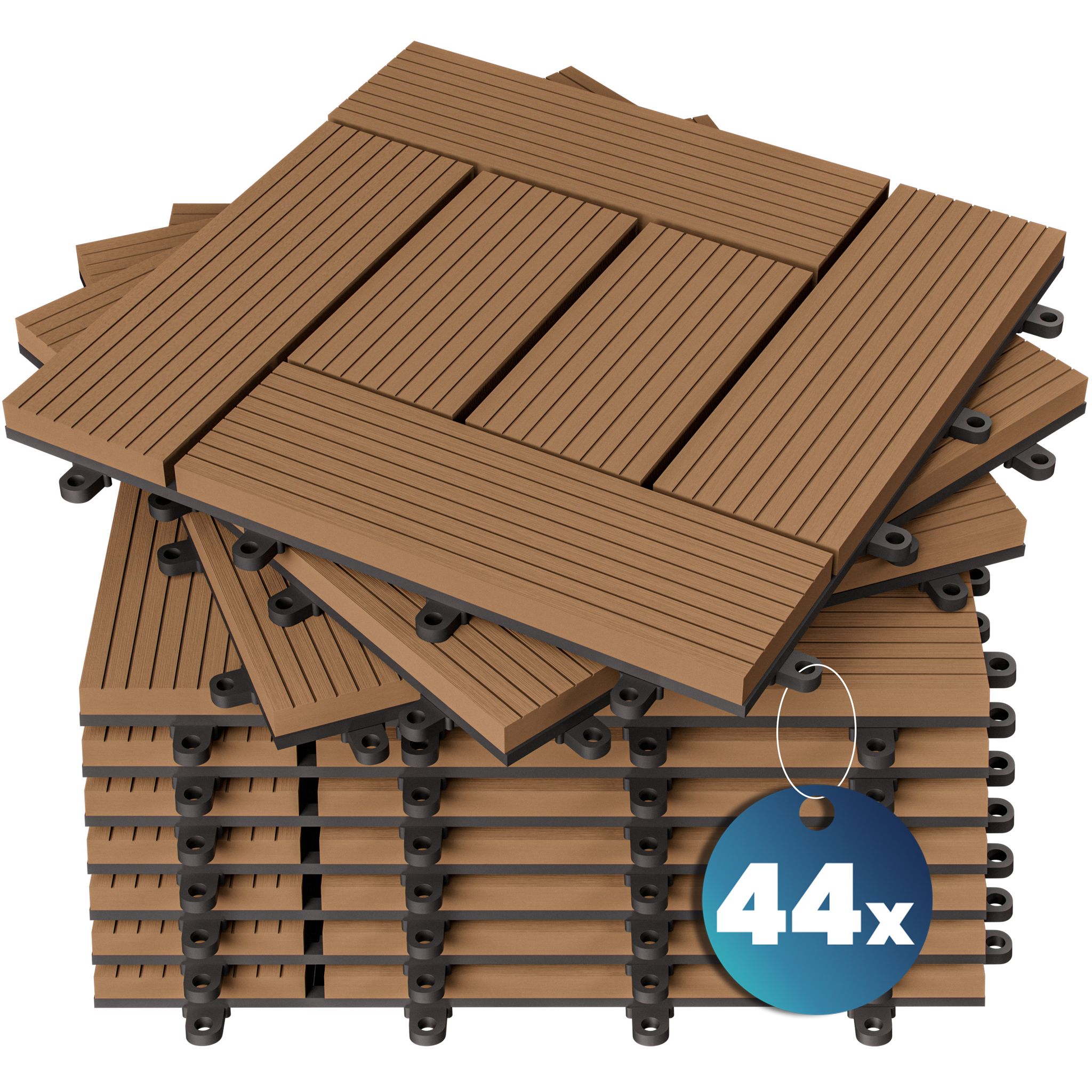 Deuba Casaria® Wpc Composite Decking Tiles 30x30cm Cuttable Interlocking System Drainage System Garden Balcony Patio Click Lock-in Flooring Deck Anthracite