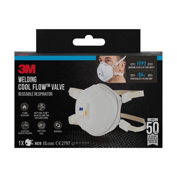 3M Weiss Atemschutzmaske, Schweissermaske 9928C (Ffp2, 1X) - Bild 4