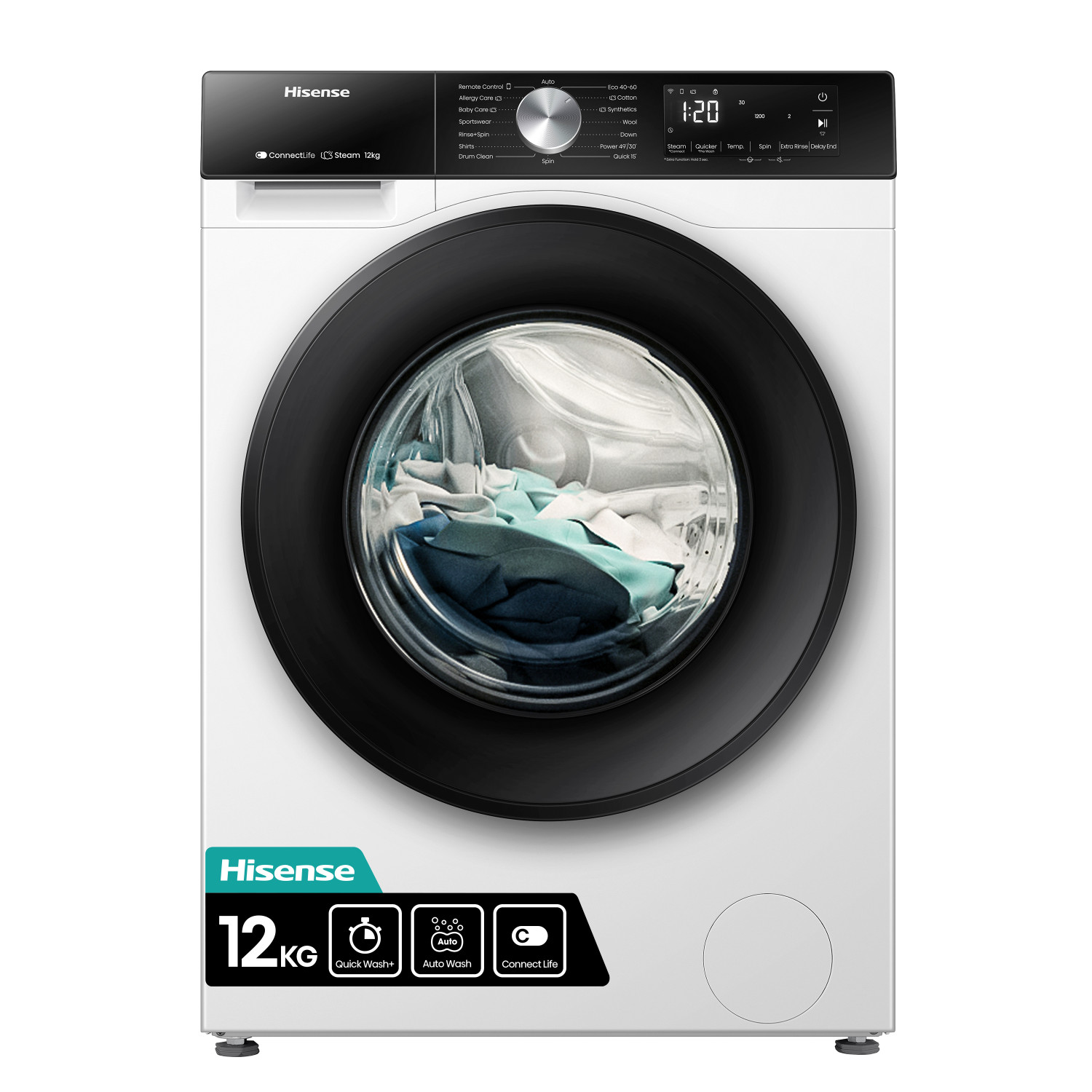 Hisense WF3S1243BW3 machine à laver Charge avant 12 kg 1400 tr/min Blanc