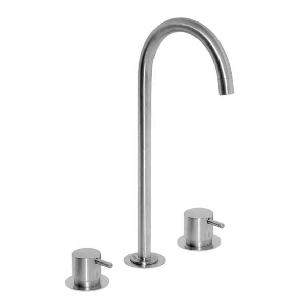 Vola - Hv10 Dreilocharmatur Mit Schwenkauslauf Ausladung 143mm Edelstahl (massiv) Art.nr. Hv10 40