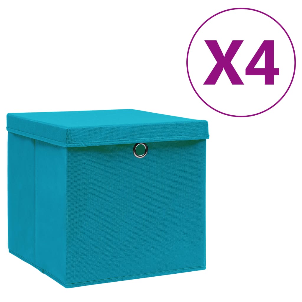 Storage Box Set Of 4 Baby Blue Non-woven Fabric Medium Vidaxl