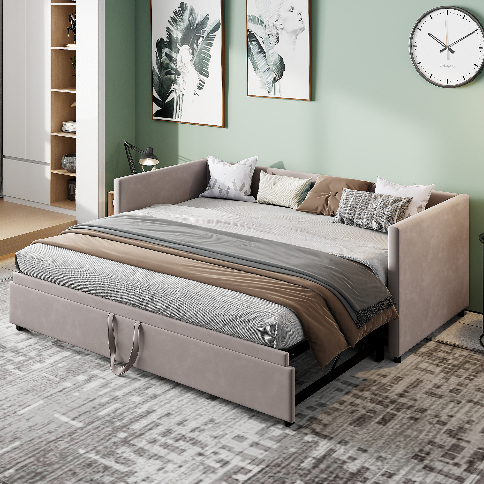 Sofa Bed, Clic Clac Convertible, Canapé Clic Clac, Canapé Clic Clac 90x200 Cm Avec Sommier À Lattes, Lit Convertible En Velours, Canapé 2-en-1 Pour Chambre Ou Salon, Gris (sans Matelas)