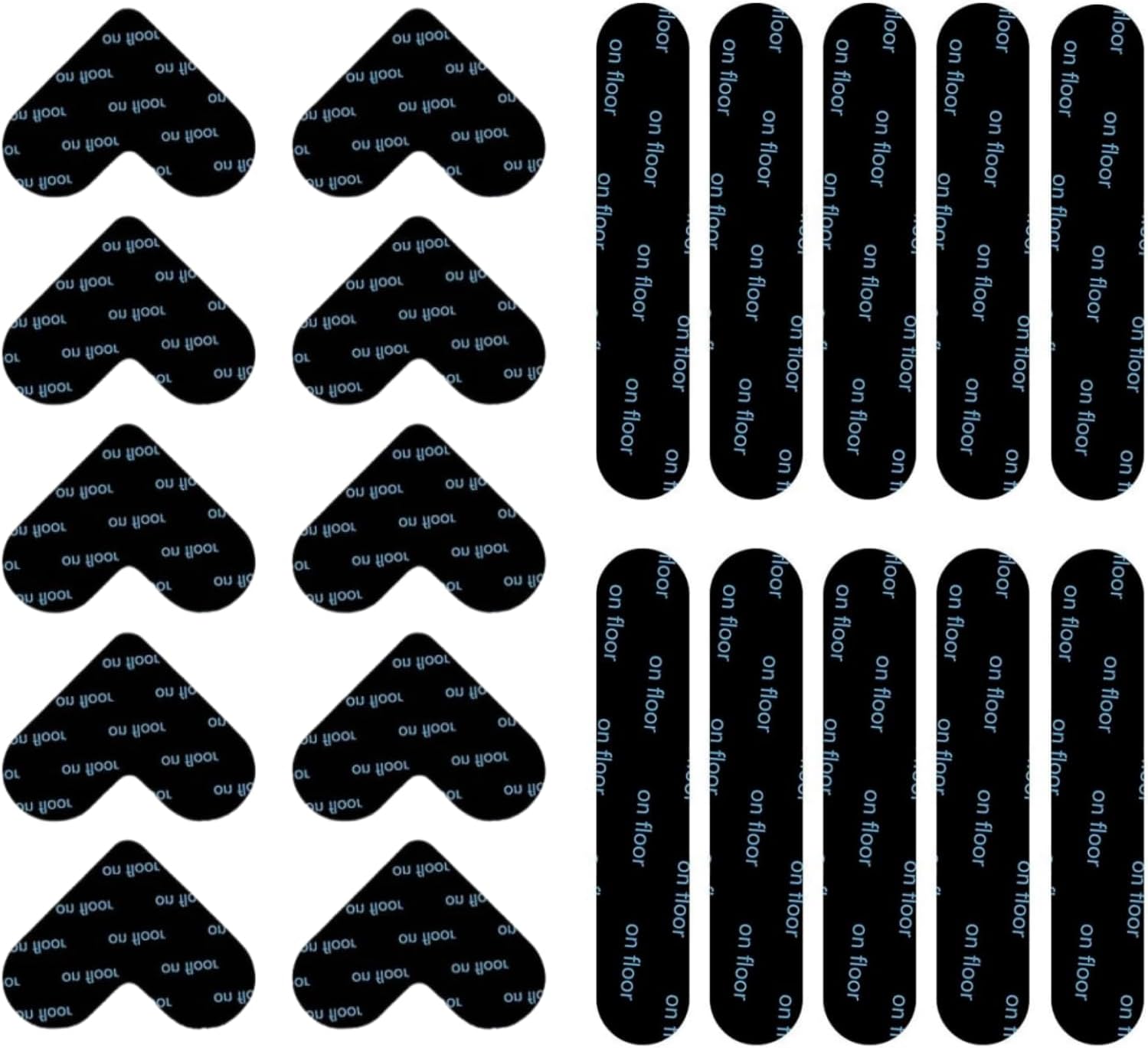 Tapis antidérapant réutilisable et lavable en PU, lot de 20, noir