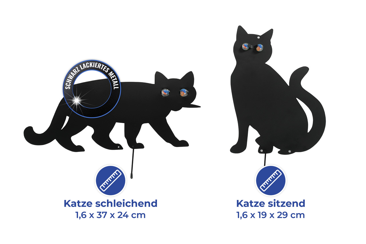 Wenko Schwarz - Maximex Vogelschreck Katzen 2Er Set, Mit Erdspieß, Eisen Glas Mehrfarbig