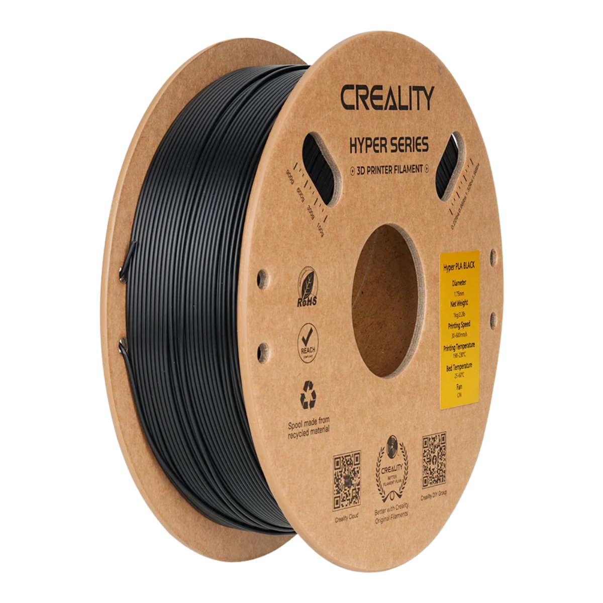 Creality Hyper Filamento PLA 1,75 mm Alta fluidez Material de impresión 3D de alta velocidad Carrete de extrusión estable Dimensional 1 KG