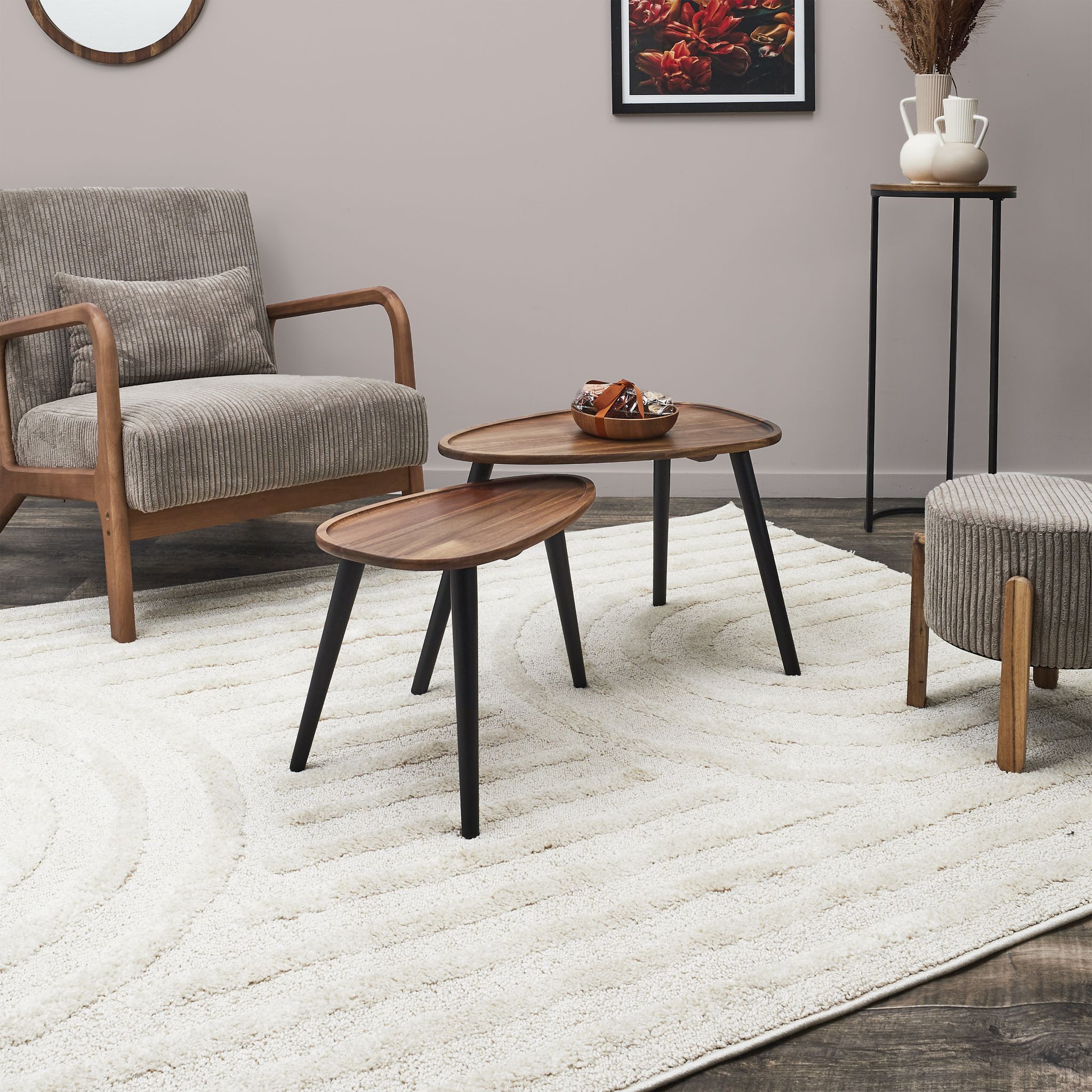 The Home Deco Factory - Table Gigogne Galet En Acacia (lot De 2)