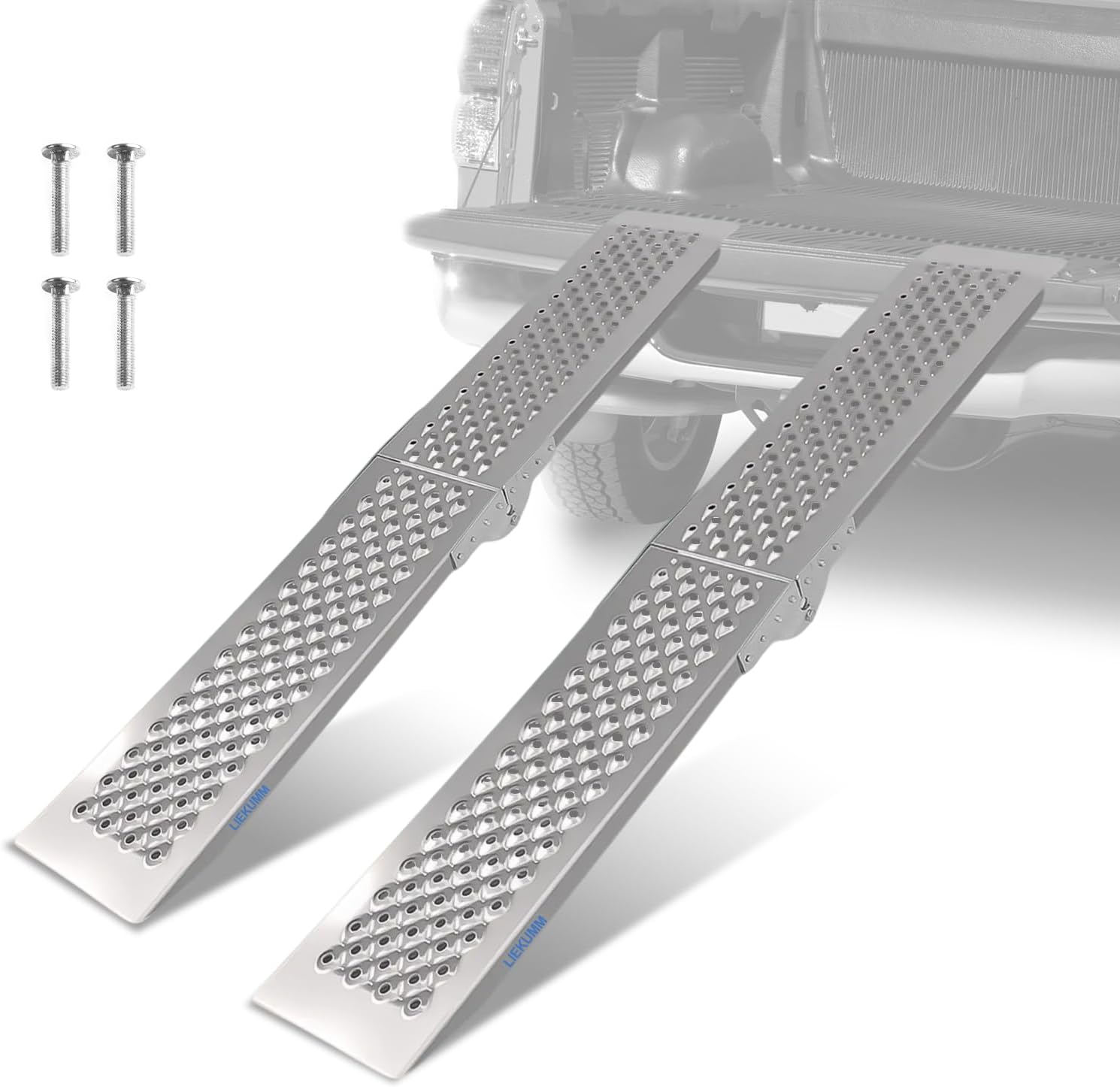 Rampe de chargement pliable en aluminium 150 × 23 cm, 200 kg par rampe, lot de 2