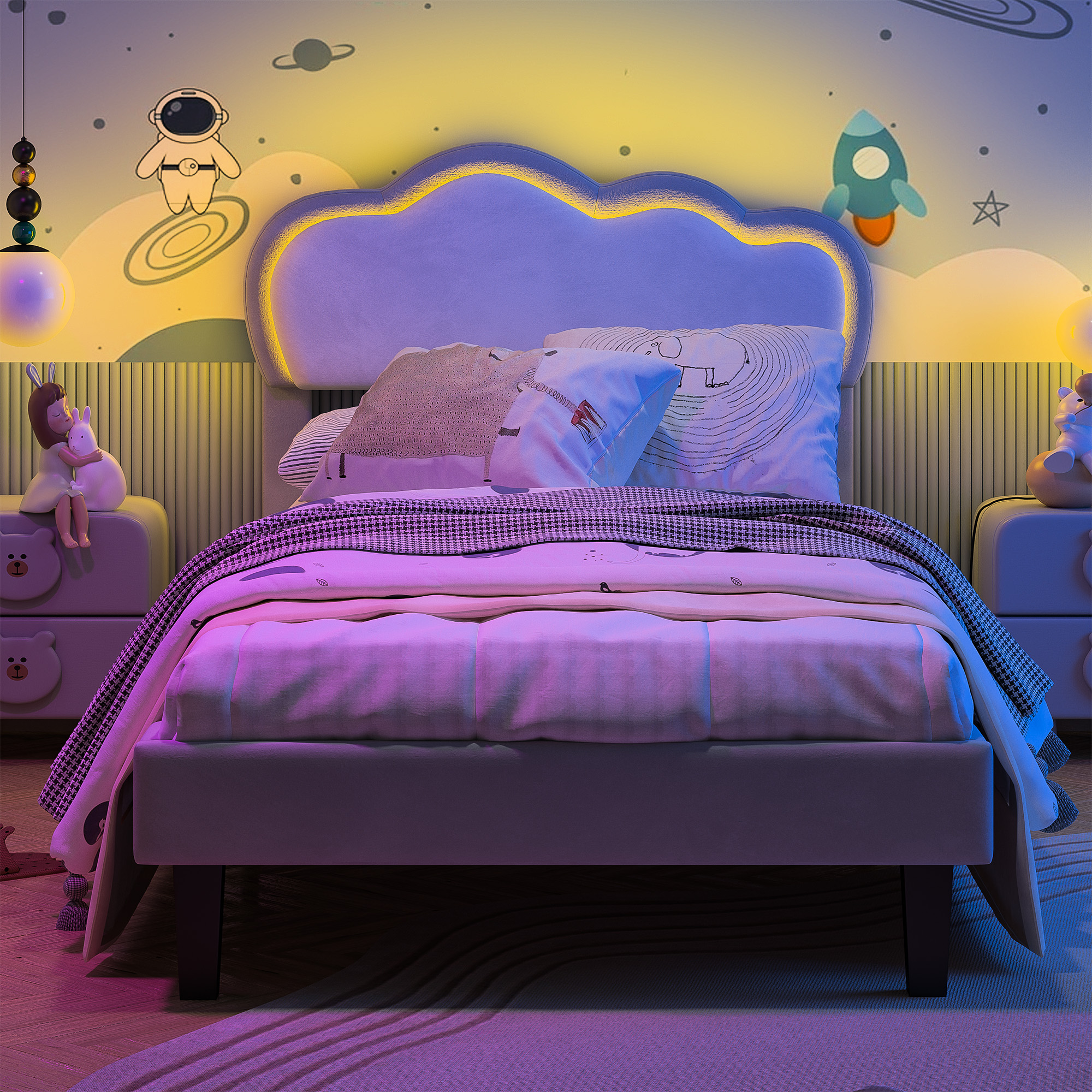 Lit Simple Capitonné 90x200 Cm Pour Enfant