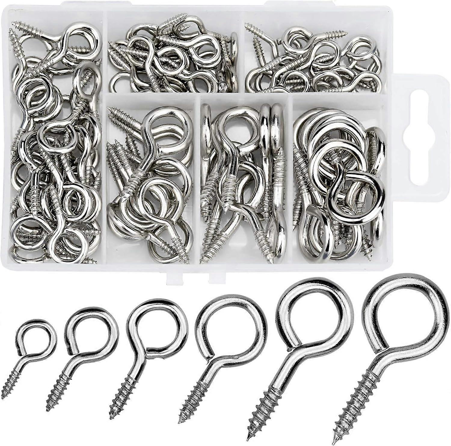 Crochet à vis acier inoxydable 304, œillet 81 mm, charge 113 kg, lot de 20