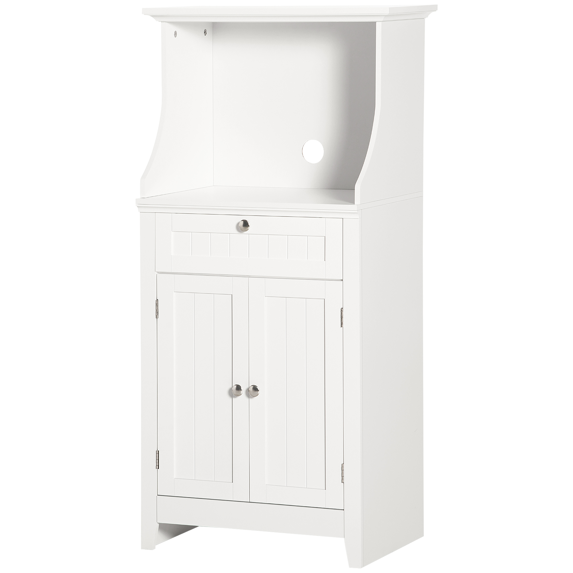 Meuble De Cuisine Pour Micro Ondes Avec Tiroir Et Placard À 2 Portes 60 X 40 X 122 5 Cm Blanc