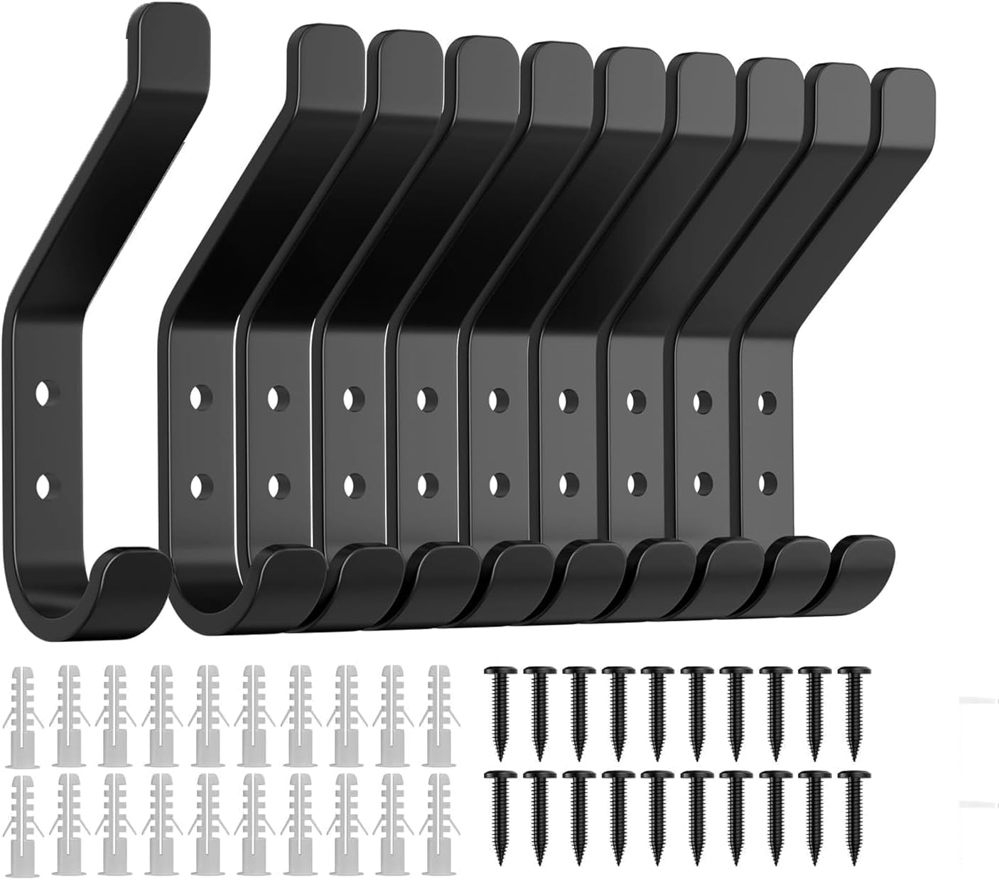 Crochets muraux à visser, noirs, pour panneaux acoustiques et armoires, lot de 10