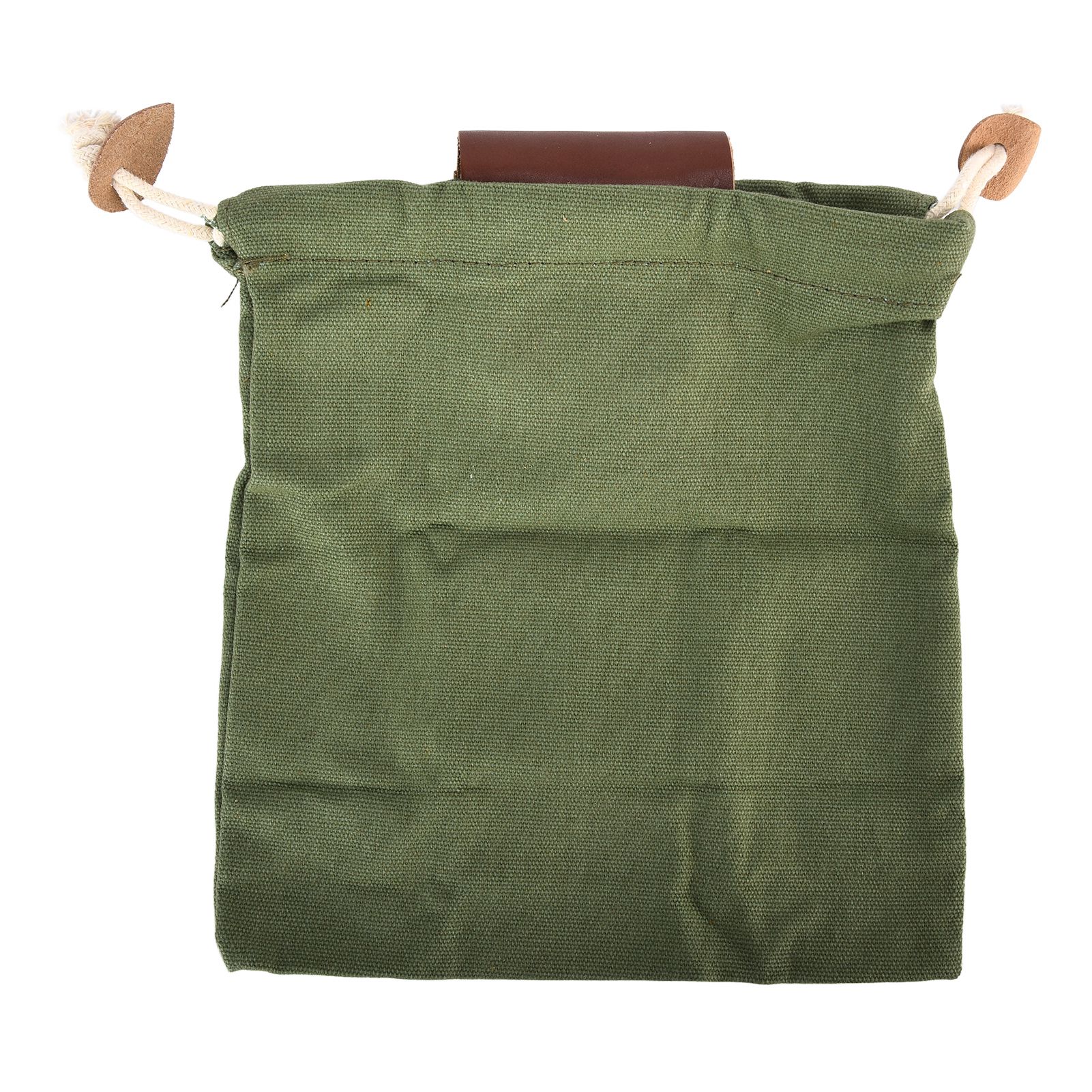 Sac de cueillette pliable en toile et cuir, 21,5 x 21 cm, fixation ceinture, cordelette élastique