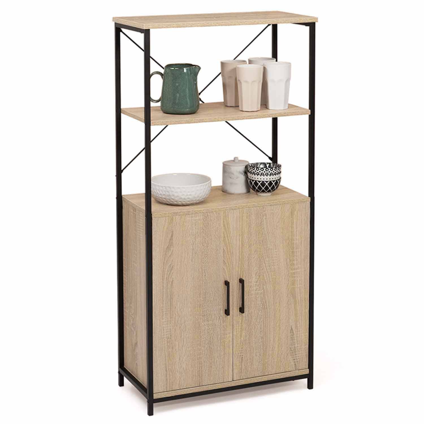 Idmarket - Buffet Haut 2 Portes H. 125 Cm Detroit Avec Étagères Design