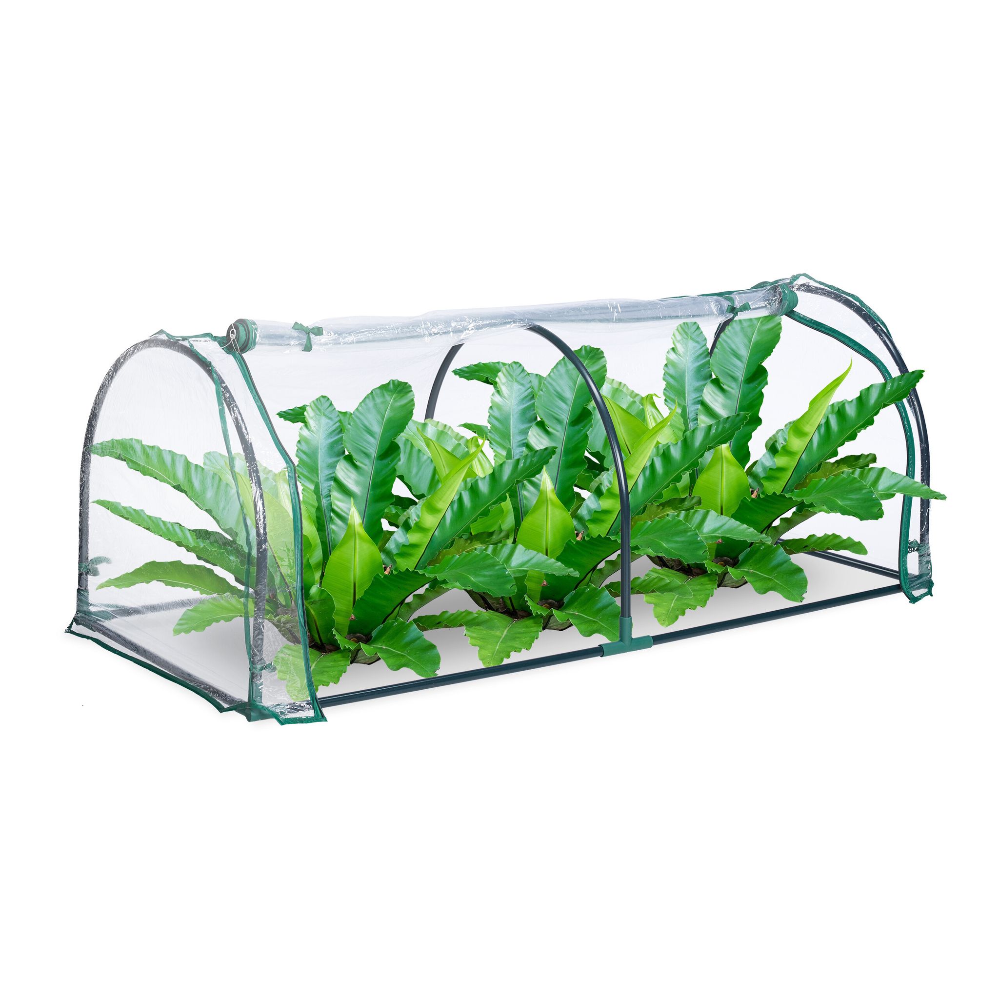 Relaxdays Serra A Tunnel In Telo, Sistema Ad Incastro, Porta Avvolgibile, Hlp: 50 X 130 X 60 Cm, Acciaio E Pvc, Verde
