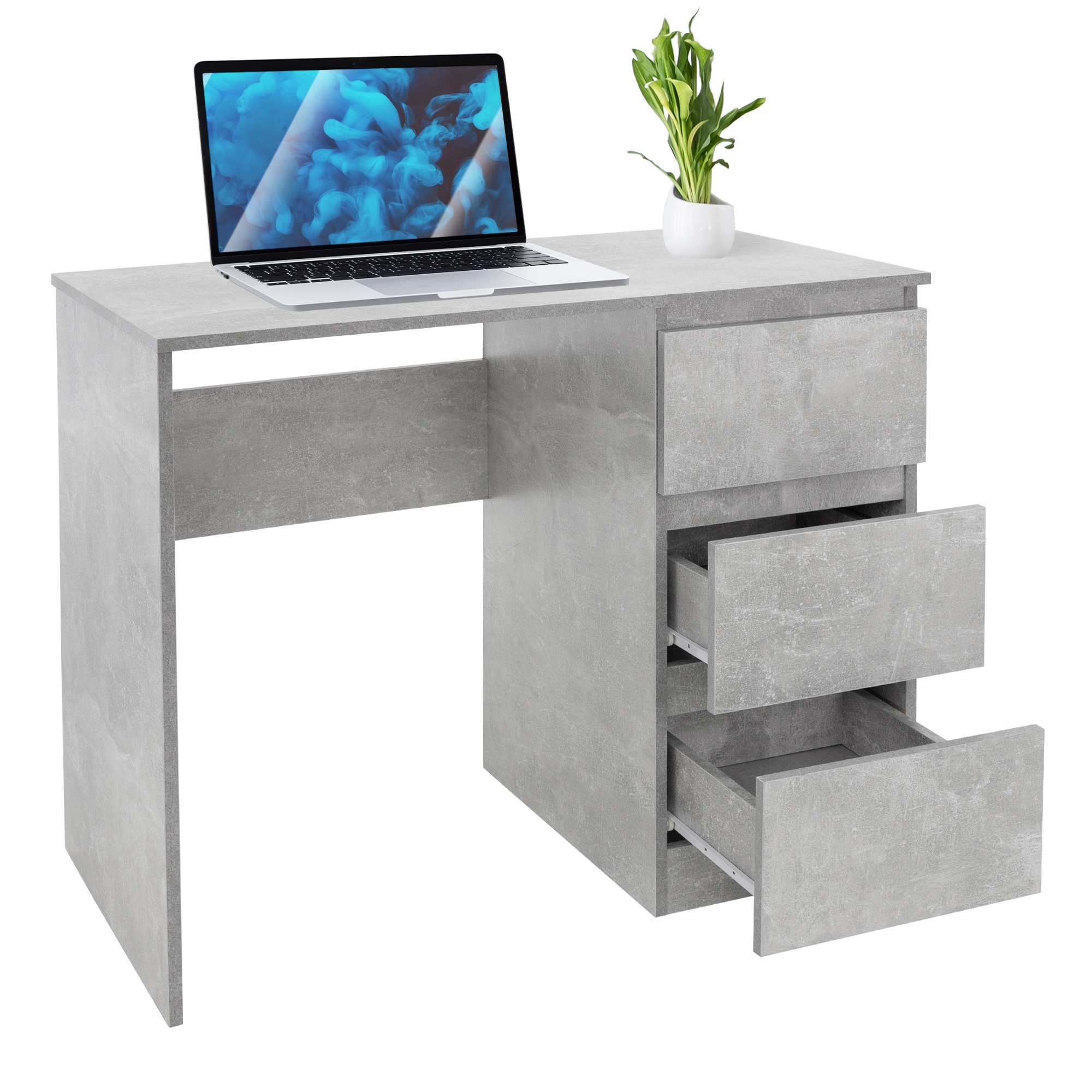 Ml-design - Bureau Avec 3 Tiroirs