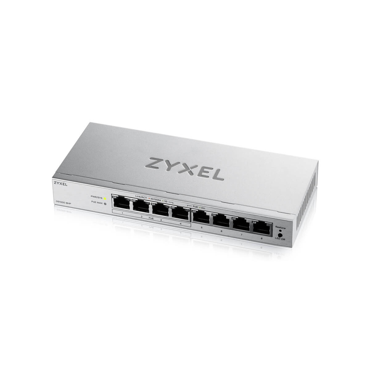 Zyxel Netzwerk Switch 8 Port | Web-Managed PoE+ | GS1200-8HPV3 | 4x PoE+ mit 68W Budget + 4x GbE Ports, Lüfterlos, VLAN, QoS, IGMP Snooping, Energieeffizient, Netzteil Enthalten - Bild 7